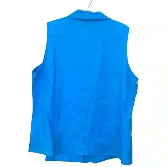 Ecru 100% light linen weave, sleeveless, button up top - Picture 4 of 6